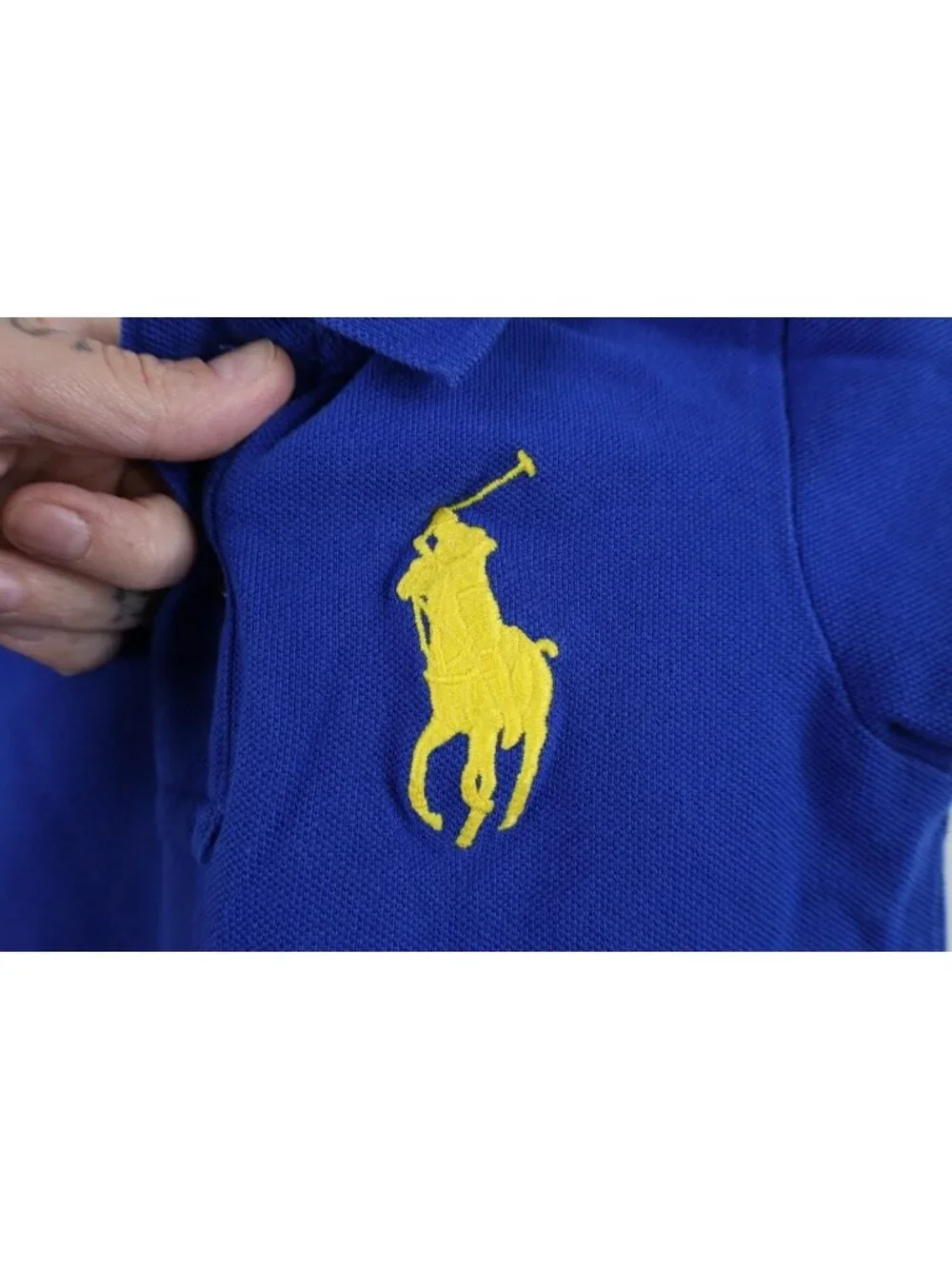 Vintage Y2K Ralph Lauren Boys Toddler 2T 2 T Big Pony Collared Polo Shirt Blue